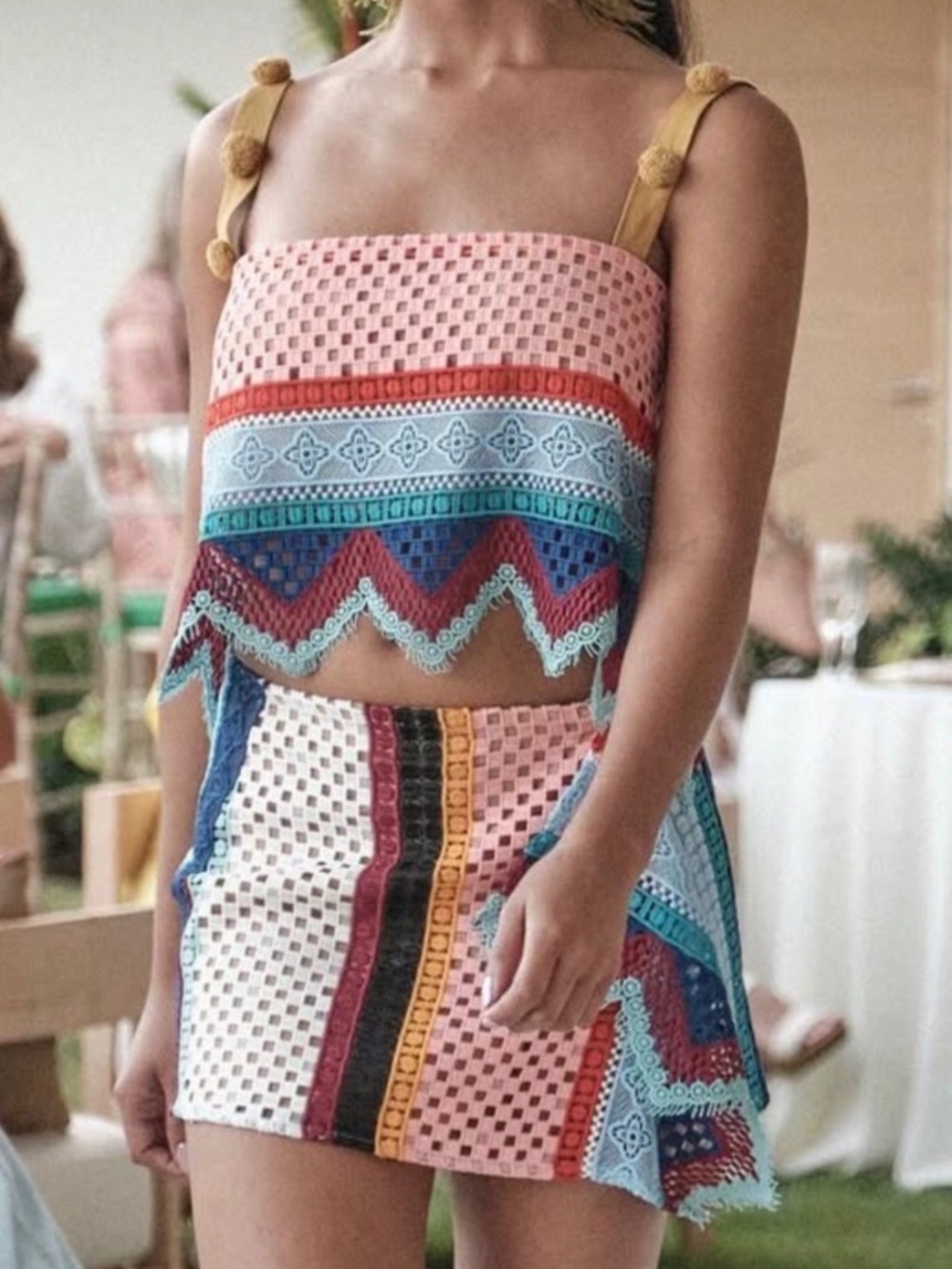 Crochet Set Two-Piece Crop Top & Mini Skirt